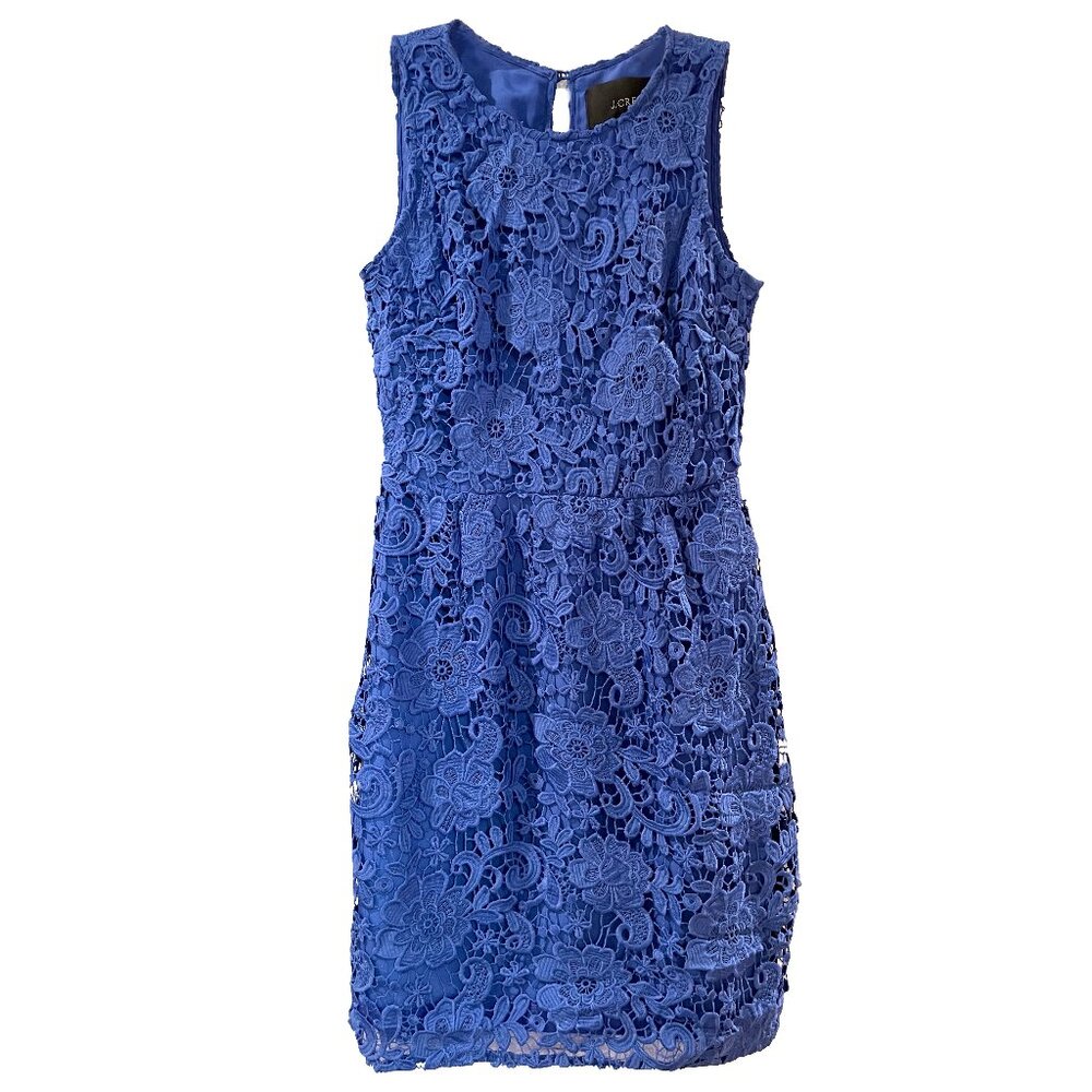 NWOT J Crew Blue Floral Lace Sleeveless Sheath Dress Size 2